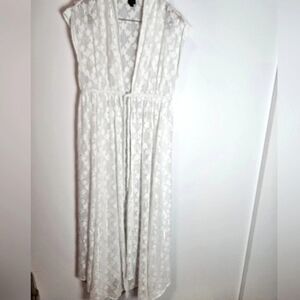 Sheer lace kimono duster cover-up